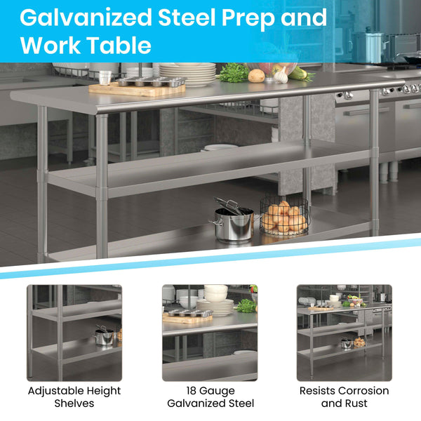 60"W x 24"D |#| 60"W x 24"D NSF Stainless Steel 18 Gauge Work Table with 2 Undershelves