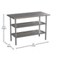 48"W x 24"D |#| 48"W x 24"D NSF Stainless Steel 18 Gauge Work Table with 2 Undershelves