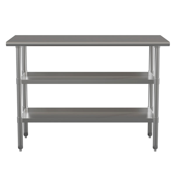 48"W x 24"D |#| 48"W x 24"D NSF Stainless Steel 18 Gauge Work Table with 2 Undershelves