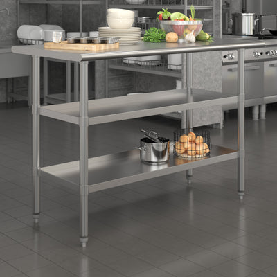 NSF Stainless Steel 18 Gauge Work Table with 2 Undershelves - View 2