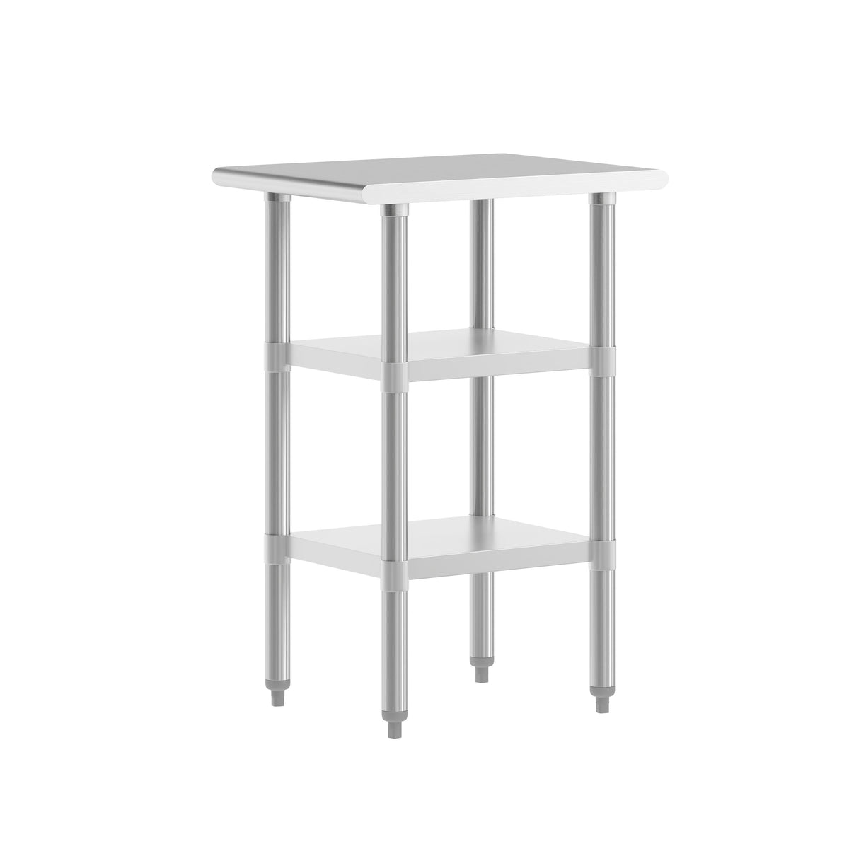 24"W x 18"D |#| Commercial Stainless Steel 18 Gauge Work Table with 2 Undershelves - 24x18