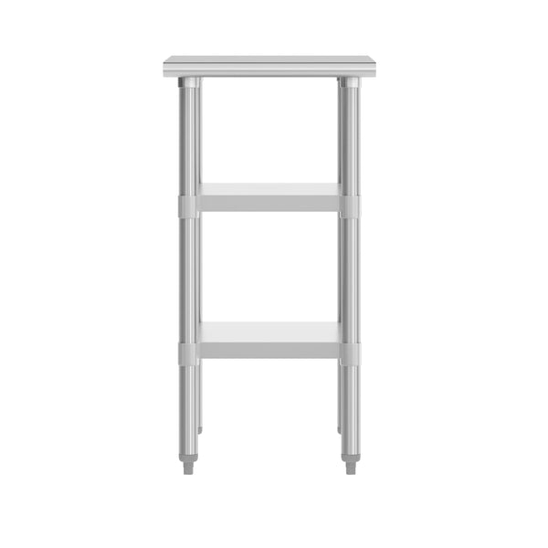 24"W x 18"D |#| Commercial Stainless Steel 18 Gauge Work Table with 2 Undershelves - 24x18