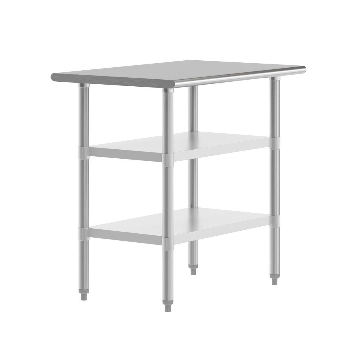 24"W x 36"D |#| Commercial Stainless Steel 18 Gauge Work Table with 2 Undershelves - 24x36