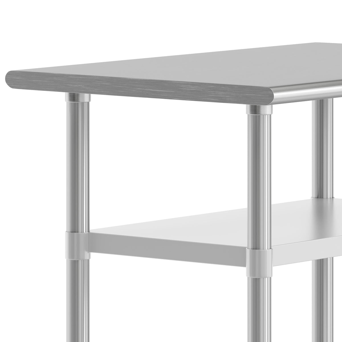 24"W x 36"D |#| Commercial Stainless Steel 18 Gauge Work Table with 2 Undershelves - 24x36