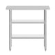 24"W x 36"D |#| Commercial Stainless Steel 18 Gauge Work Table with 2 Undershelves - 24x36