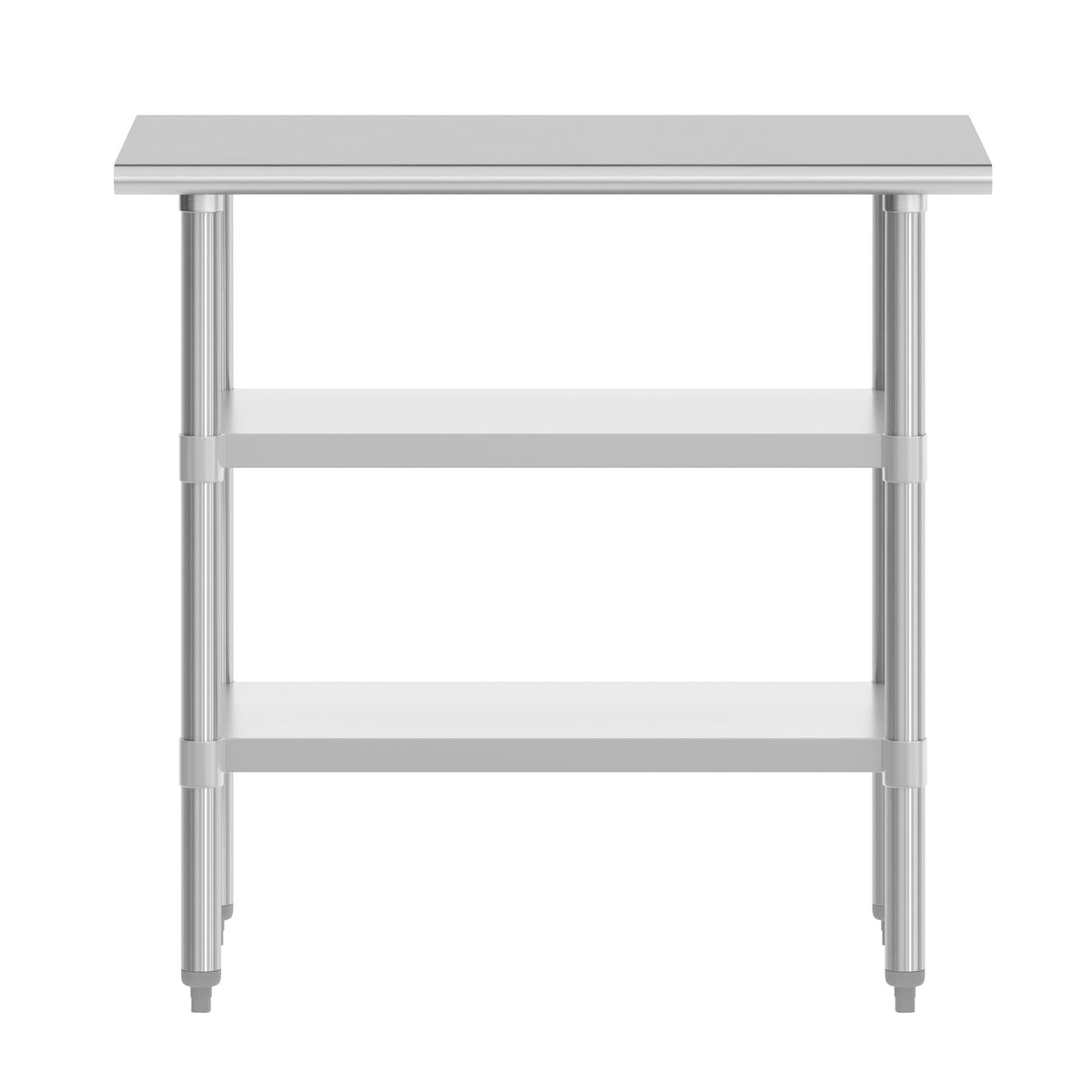 24"W x 36"D |#| Commercial Stainless Steel 18 Gauge Work Table with 2 Undershelves - 24x36