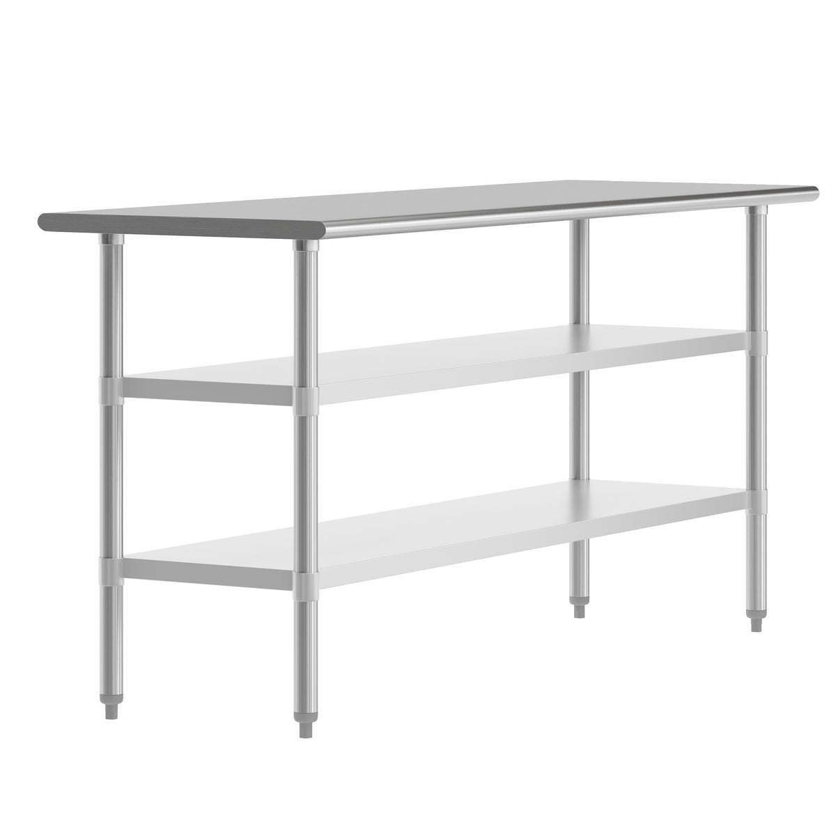 72"W x 24"D x 34.5"H |#| Commercial Stainless Steel 18 Gauge Work Table with 2 Undershelves - 24x72