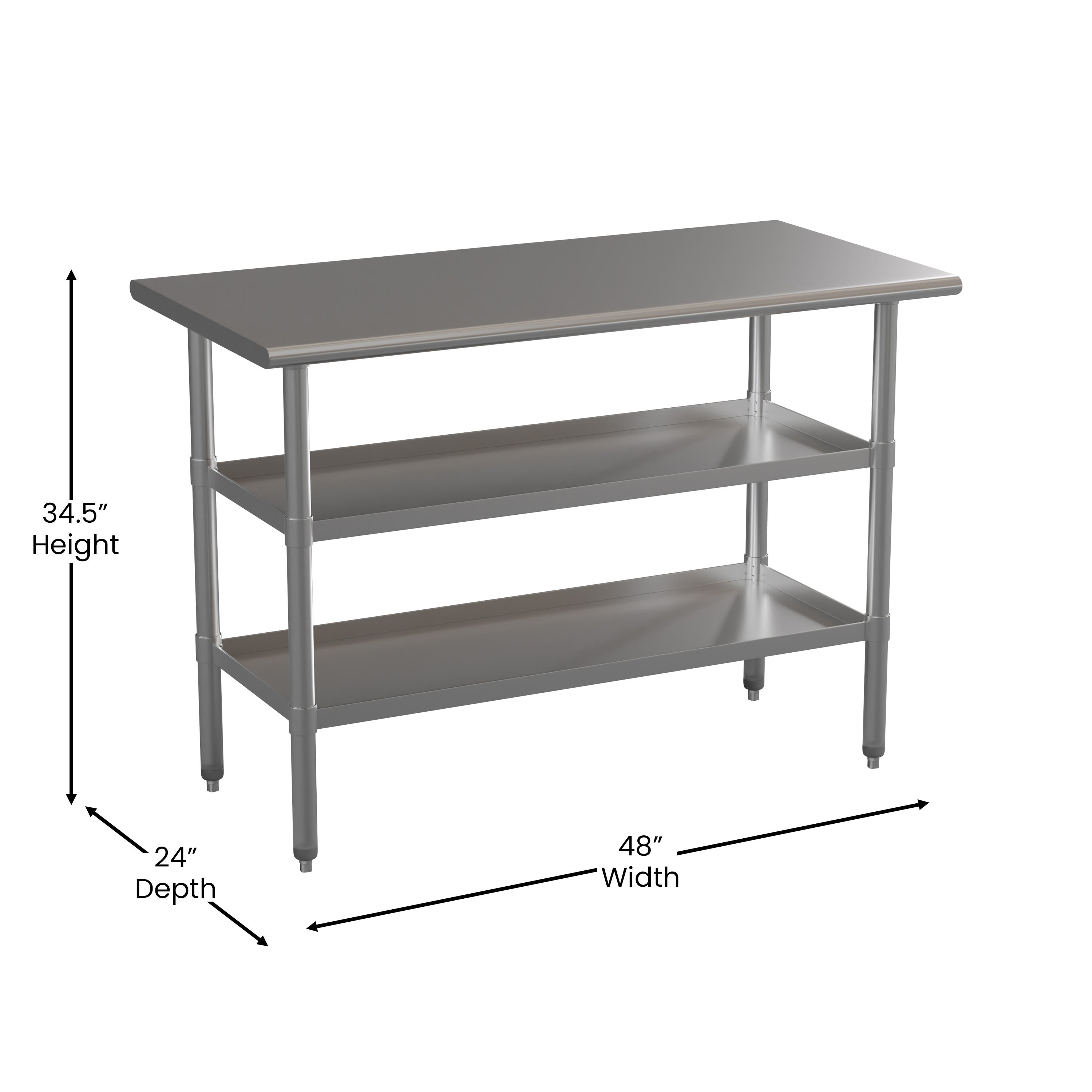 Stainless Table 2 Shelf Table NH-WT-GU-PREP- – BizChair