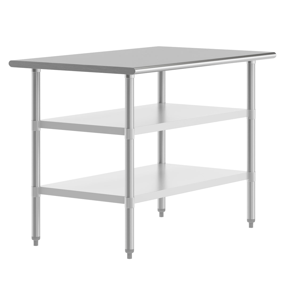 48"W x 30"D x 34.5"H |#| Commercial Stainless Steel 18 Gauge Work Table with 2 Undershelves - 30x48