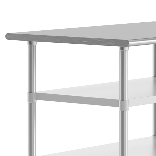 48"W x 30"D x 34.5"H |#| Commercial Stainless Steel 18 Gauge Work Table with 2 Undershelves - 30x48