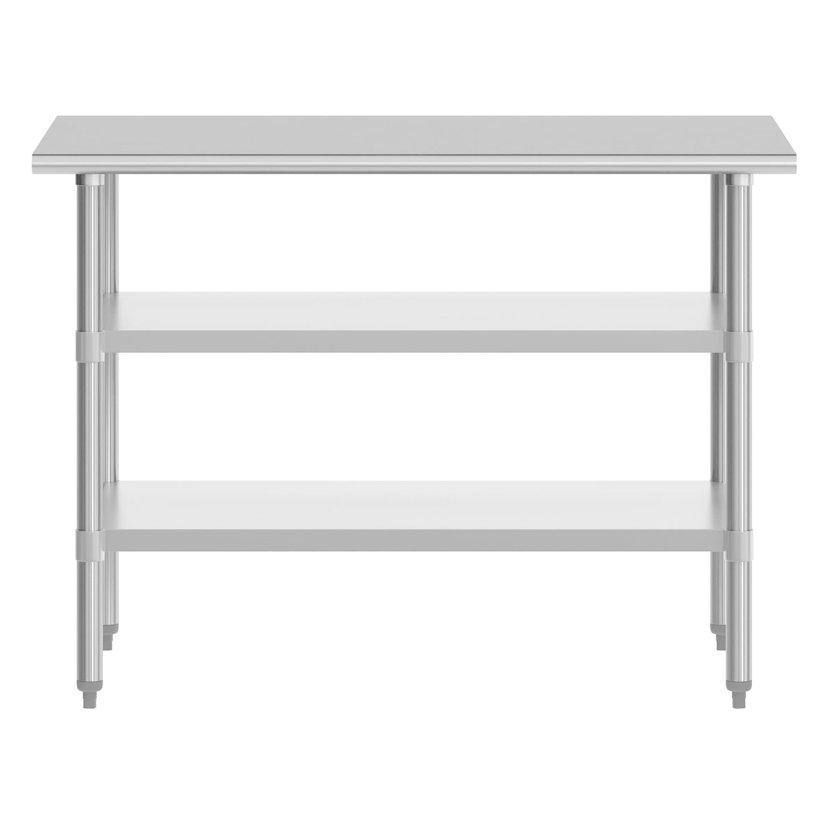 48"W x 30"D x 34.5"H |#| Commercial Stainless Steel 18 Gauge Work Table with 2 Undershelves - 30x48