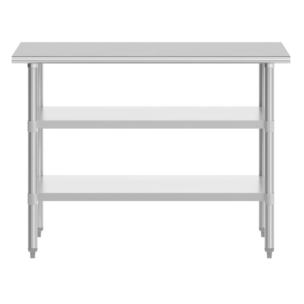 48"W x 30"D x 34.5"H |#| Commercial Stainless Steel 18 Gauge Work Table with 2 Undershelves - 30x48