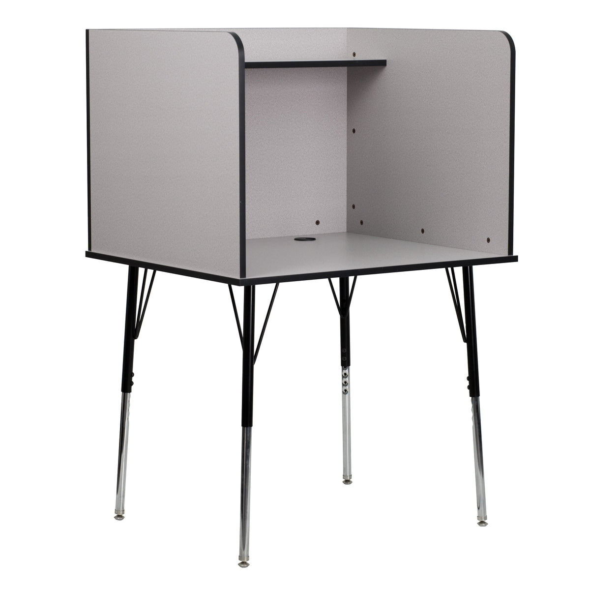 Nebula Grey |#| Stand-Alone Study Carrel with Height Adjustable Legs - Nebula Grey Finish