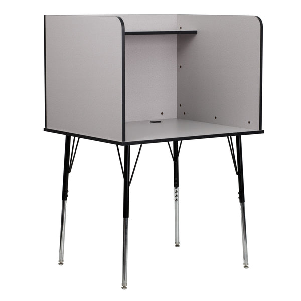 Nebula Grey |#| Stand-Alone Study Carrel with Height Adjustable Legs - Nebula Grey Finish