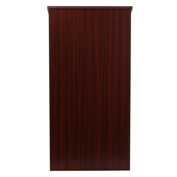 Mahogany |#| Stand-Up Wood Lectern in Mahogany with Adjustable Shelving and Slanted Top