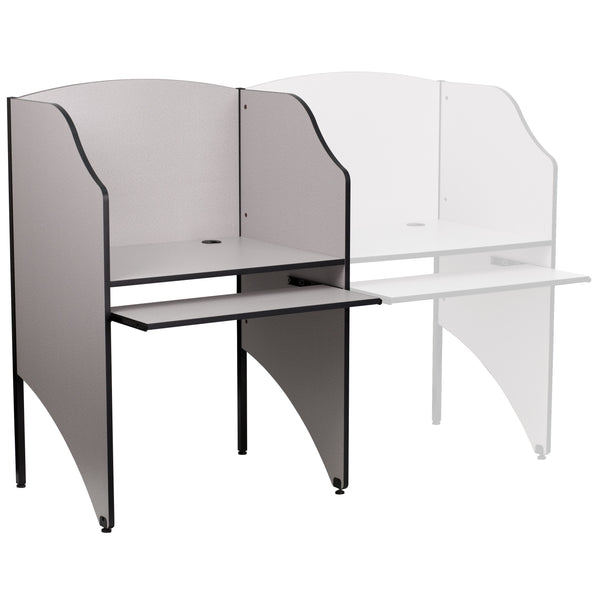 Nebula Grey |#| Starter Study Carrel in Nebula Grey Finish - School Furniture - Computer Carrel