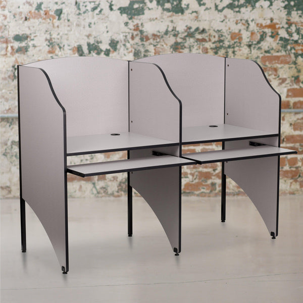 Nebula Grey |#| Starter Study Carrel in Nebula Grey Finish - School Furniture - Computer Carrel