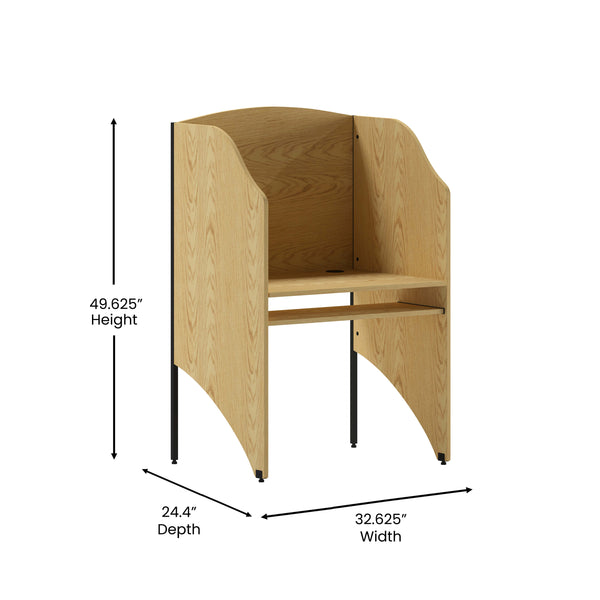 Oak |#| Starter Study Carrel in Oak Finish - School Furniture - Computer Carrel