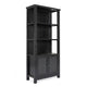 Black |#| 3 Tier Farmhouse Style Storage Cabinet Bookshelf with Glass Doors - Black