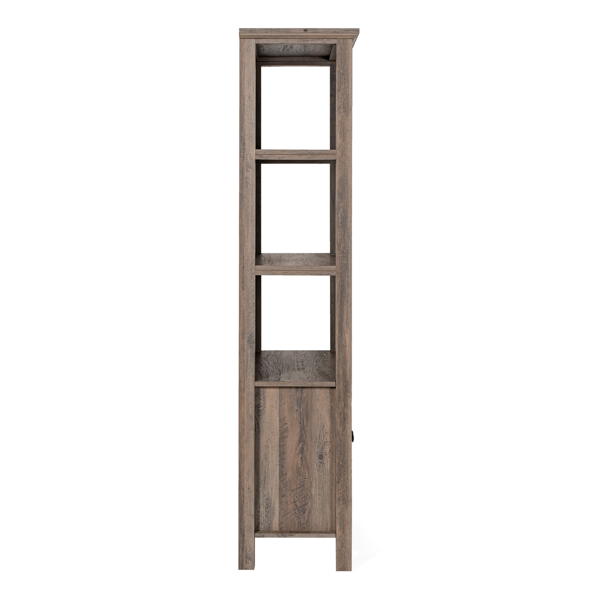 Gray Wash |#| 3 Tier Farmhouse Style Storage Cabinet Bookshelf with Glass Doors - Gray Wash