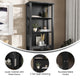 Black |#| 3 Tier Farmhouse Style Storage Cabinet Bookshelf with Glass Doors - Black