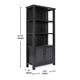 Black |#| 3 Tier Farmhouse Style Storage Cabinet Bookshelf with Glass Doors - Black