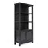 Stella Modern Farmhouse Wooden Bookcase and Storage Cabinet with Tempered Glass Doors and 3 Upper Shelves