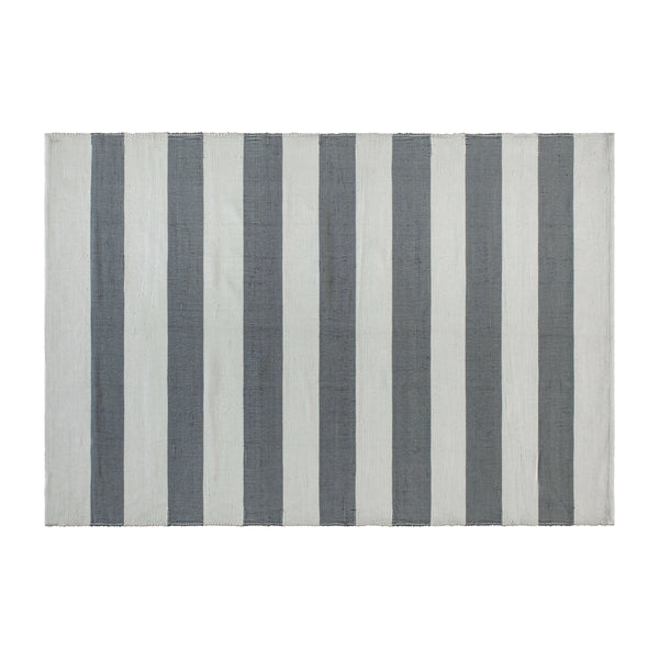 5' x 7' Indoor/Outdoor Handwoven Grey & White Striped Cabana Style Area Rug