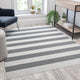 5' x 7' Indoor/Outdoor Handwoven Grey & White Striped Cabana Style Area Rug