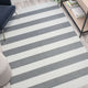 5' x 7' Indoor/Outdoor Handwoven Grey & White Striped Cabana Style Area Rug