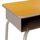 Maple Top/Silver Frame |#| Student Desk with Maple Desktop and Silver Open Front Metal Book Box