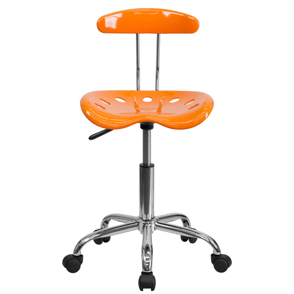 Orange |#| Vibrant Orange and Chrome Swivel Task Office Chair with Tractor Seat