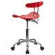 Red |#| Vibrant Red and Chrome Swivel Task Office Chair with Tractor Seat