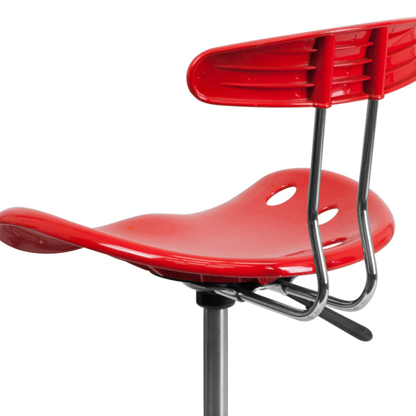 Red |#| Vibrant Red and Chrome Swivel Task Office Chair with Tractor Seat