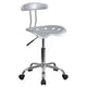 Silver |#| Vibrant Silver and Chrome Swivel Task Office Chair with Tractor Seat