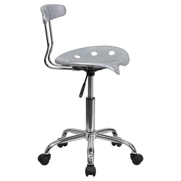 Silver |#| Vibrant Silver and Chrome Swivel Task Office Chair with Tractor Seat