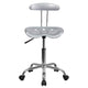 Silver |#| Vibrant Silver and Chrome Swivel Task Office Chair with Tractor Seat