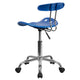 Bright Blue |#| Vibrant Bright Blue and Chrome Swivel Task Office Chair with Tractor Seat