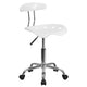 White |#| Vibrant White and Chrome Swivel Task Office Chair with Tractor Seat