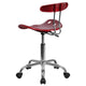 Wine Red |#| Vibrant Wine Red and Chrome Swivel Task Office Chair with Tractor Seat
