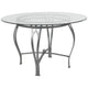 Clear Top/Silver Frame |#| 48inch Round Glass Dining Table with Bowed Out Silver Metal Frame