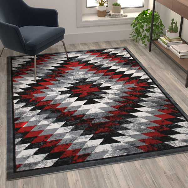 Red,5' x 7' |#| Southwestern Style Diamond Patterned Indoor Area Rug - Red - 5' x 7'