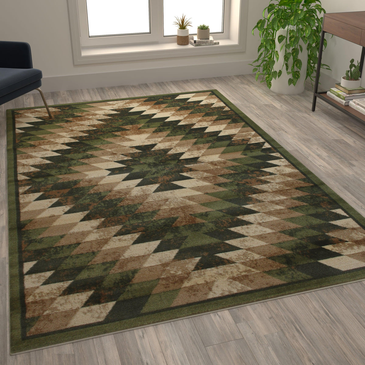 Green,6' x 9' |#| Southwestern Style Diamond Patterned Indoor Area Rug - Green - 6' x 9'