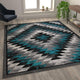 Turquoise,8' x 10' |#| Southwestern Style Diamond Patterned Indoor Area Rug - Turquoise - 8' x 10'