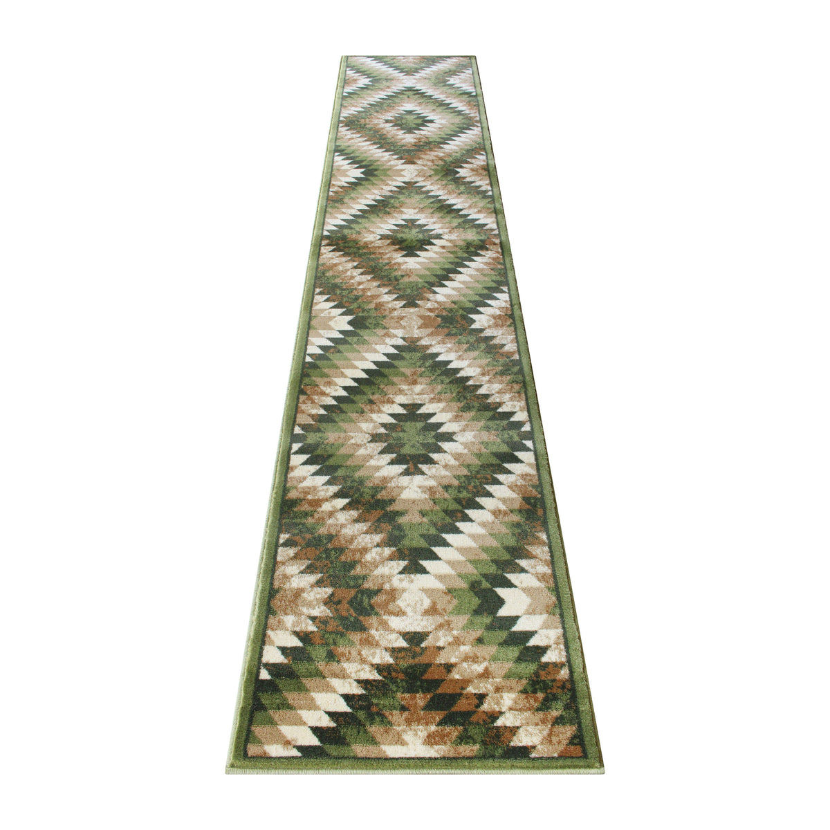 Green,2' x 11' |#| Southwestern Style Diamond Patterned Indoor Area Rug - Green - 2' x 11'