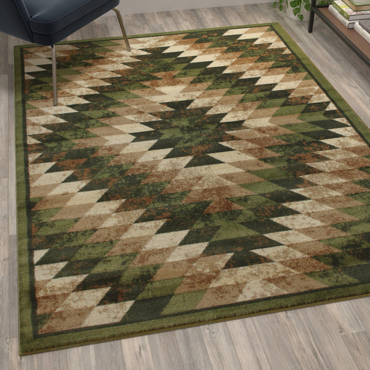 Green,5' x 7' |#| Southwestern Style Diamond Patterned Indoor Area Rug - Green - 5' x 7'