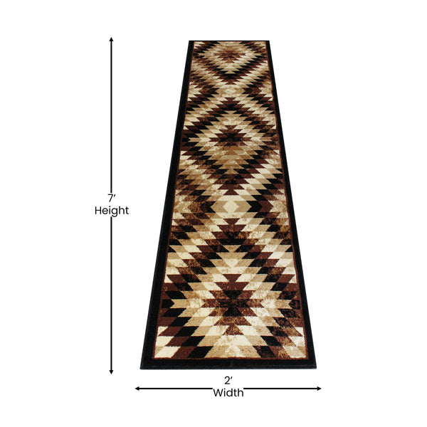 Brown,2' x 7' |#| Southwestern Style Diamond Patterned Indoor Area Rug - Brown - 2' x 7'