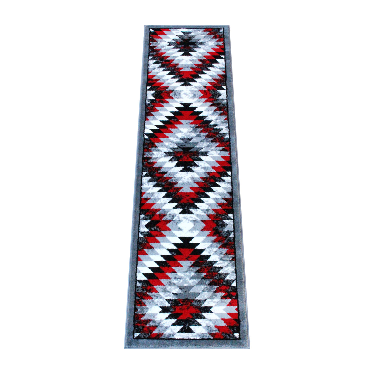 Red,2' x 7' |#| Southwestern Style Diamond Patterned Indoor Area Rug - Red - 2' x 7'