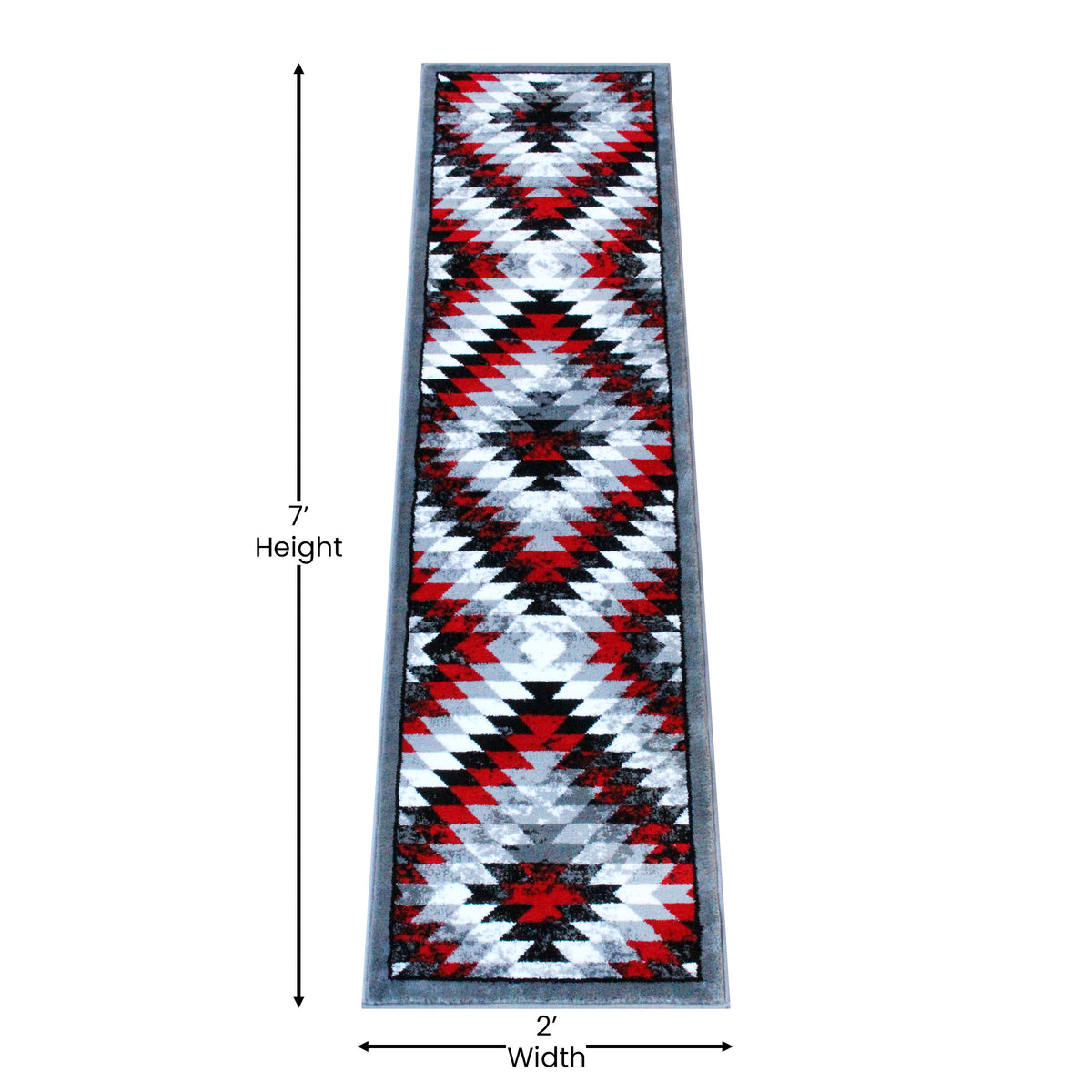 Red,2' x 7' |#| Southwestern Style Diamond Patterned Indoor Area Rug - Red - 2' x 7'