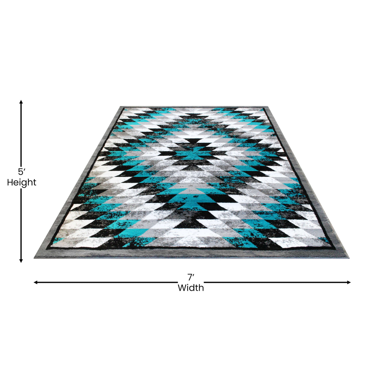 Turquoise,5' x 7' |#| Southwestern Style Diamond Patterned Indoor Area Rug - Turquoise - 5' x 7'